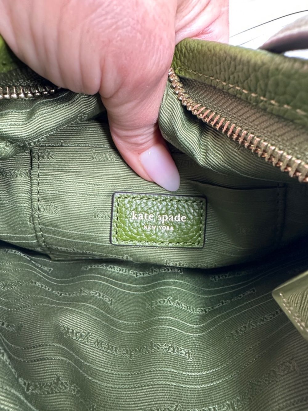 kate spade Olive & Beige Pebbled Leather Crossbody Bag - Picture 2 of 8